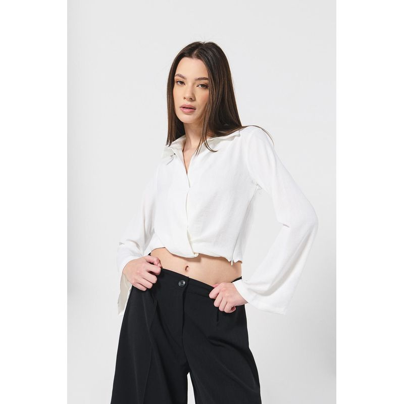 KOAJ - KOAJ Blusa unicolor crop top para mujer cuenta con cuello cami MUJER