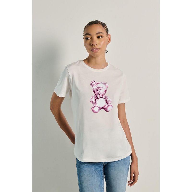 KOAJ - KOAJ Camiseta manga corta de estampado de oso MUJER