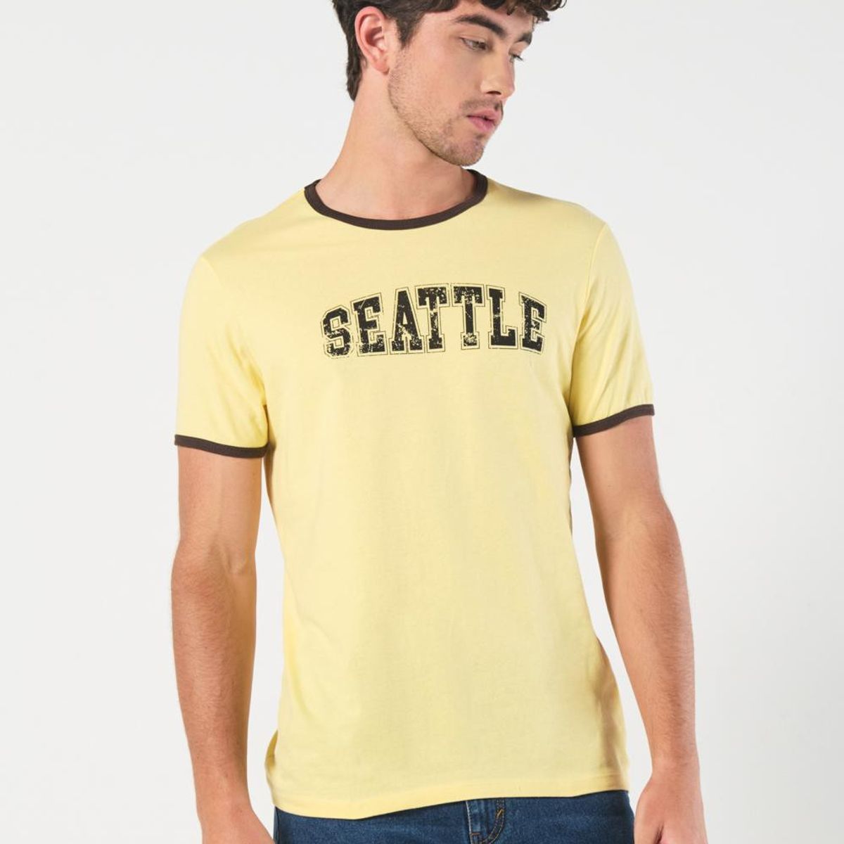 KOAJ - KOAJ Camiseta manga corta unicolor con contrastes y estampad Hombre