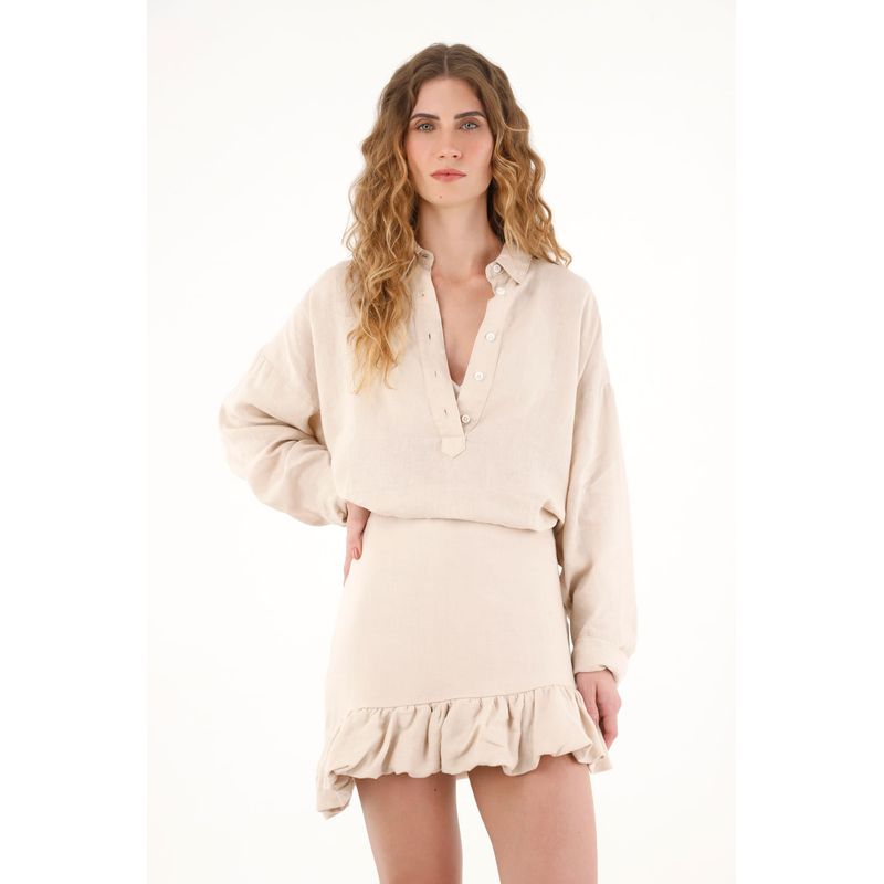 TENNIS - Camisa crudo en lino 100% para mujer