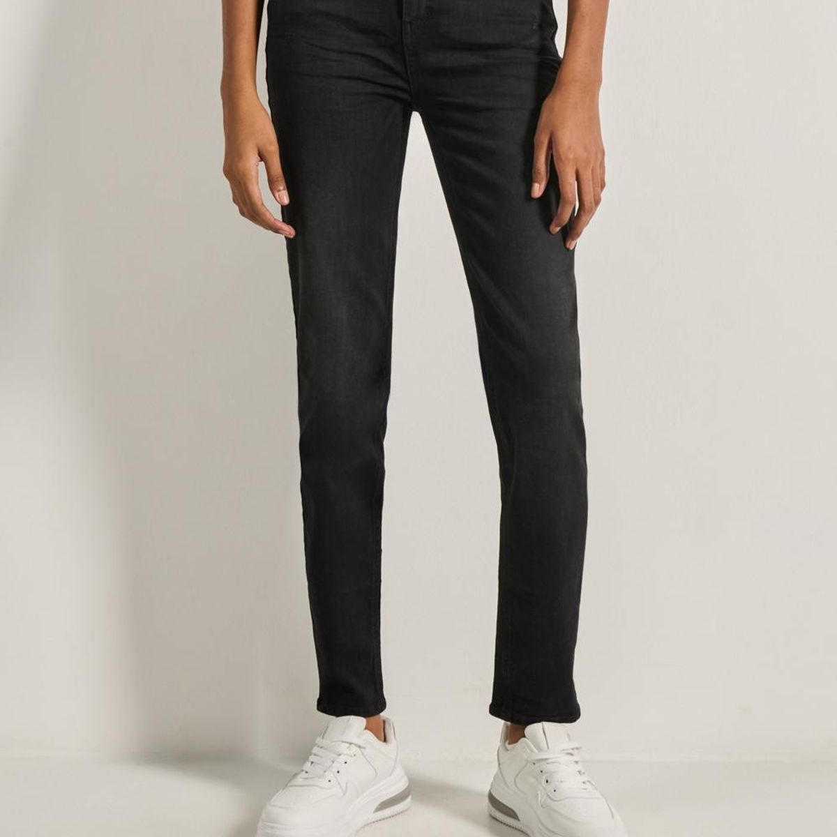 KOAJ - KOAJ Jean gris oscuro jegging con tiro alto y botón metálico Mujer
