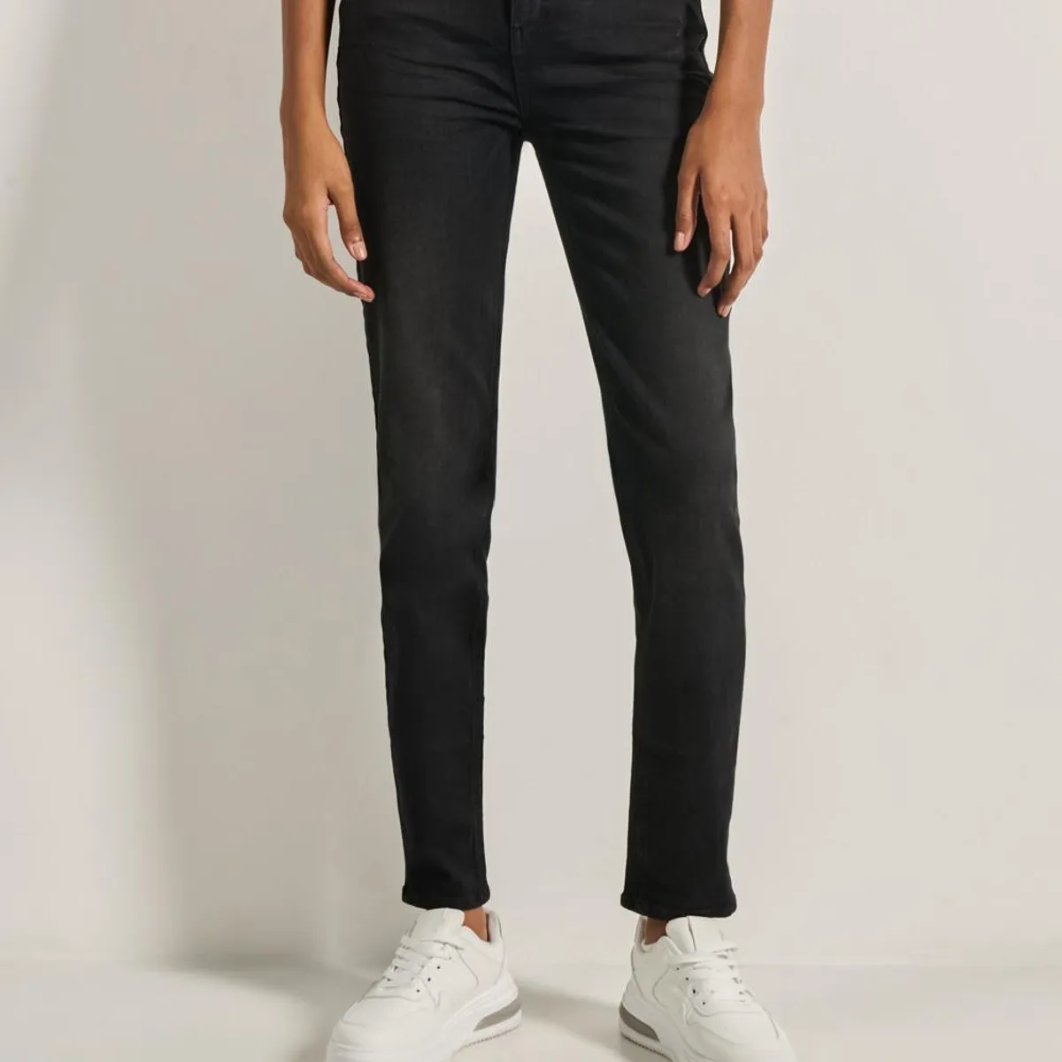 KOAJ - KOAJ Jean gris oscuro jegging con tiro alto y botón metálico Mujer