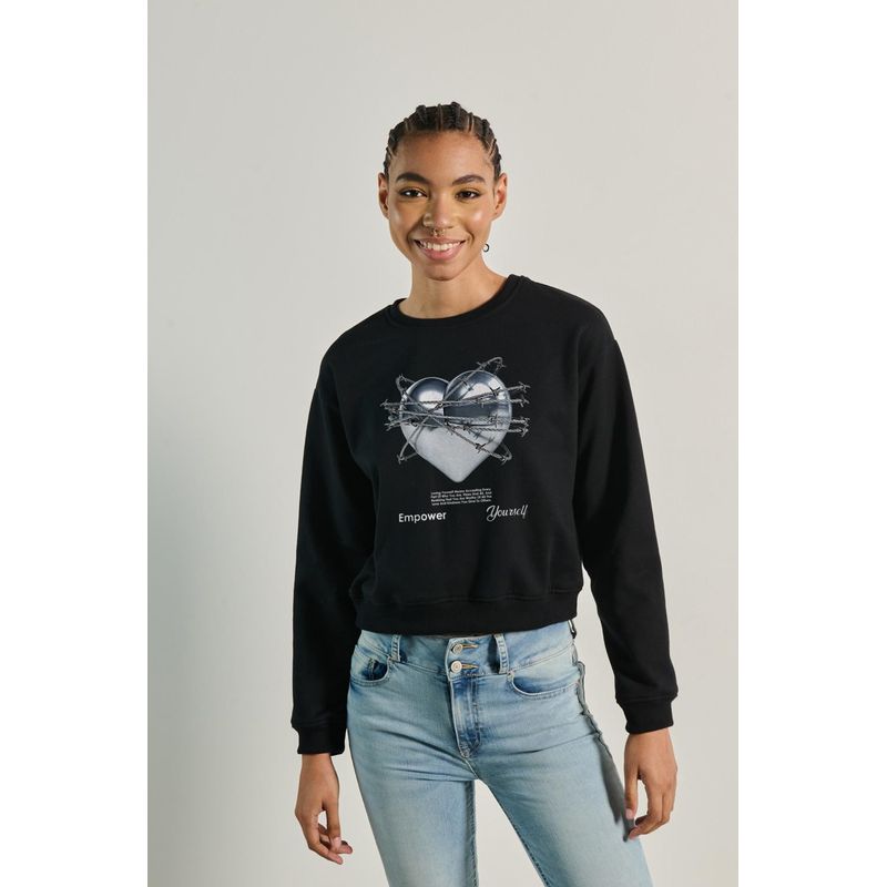 KOAJ - KOAJ Sueter cuello redondo hombro rodado con estampado de cora MUJER
