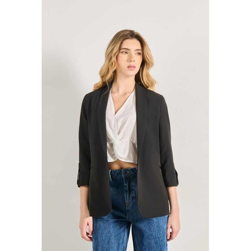 KOAJ - KOAJ Blazer unicolor con charreteras y frente abierto MUJER