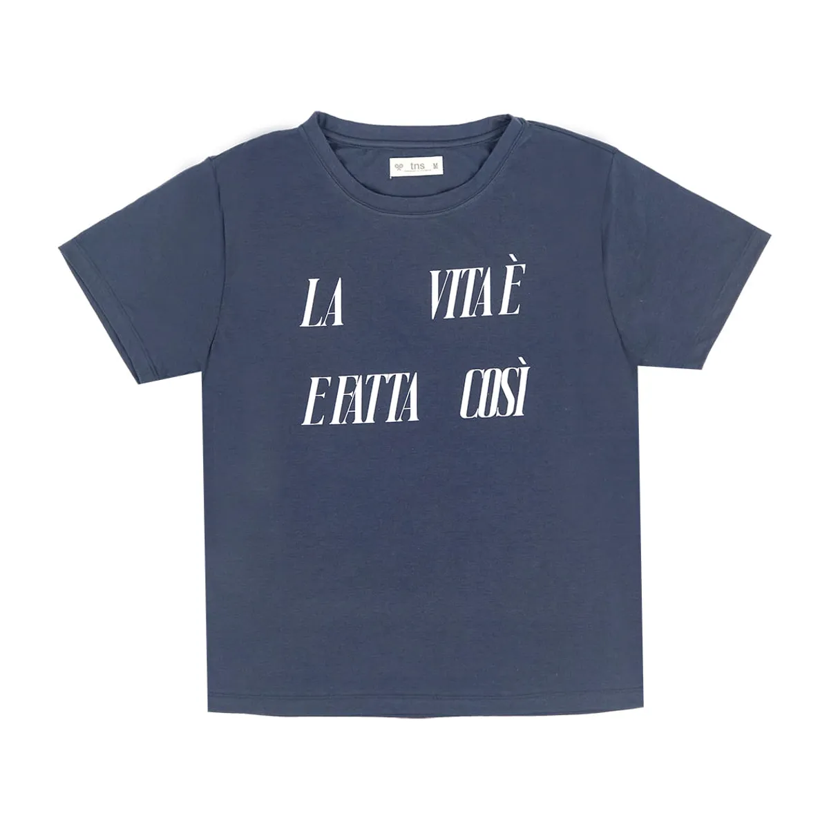 TENNIS - Camiseta azul con estampado de letras para mujer