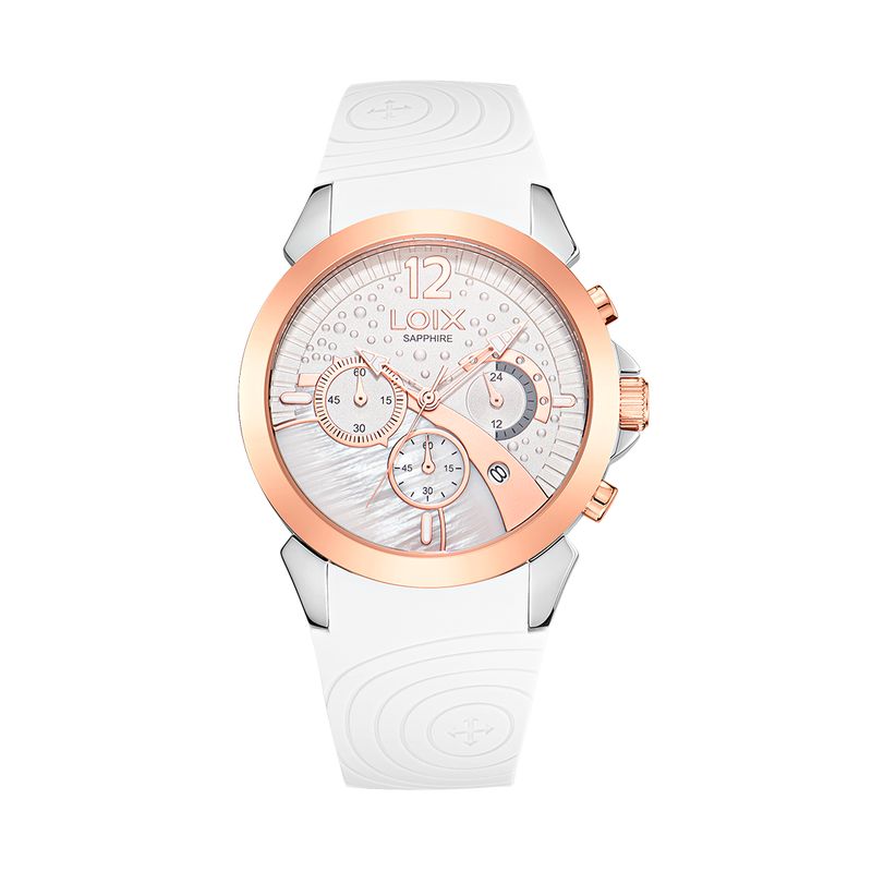 LOIX - Reloj Loix Dama la1136-2 Blanco Con Oro Rosa - Tablero Blanco