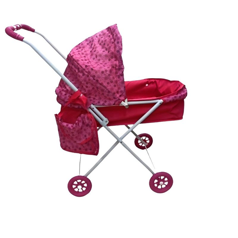 JUGANDO Y EDUCANDO - Juguete Cochecito Moisés Rosa Con Bolsillo Para Niñas