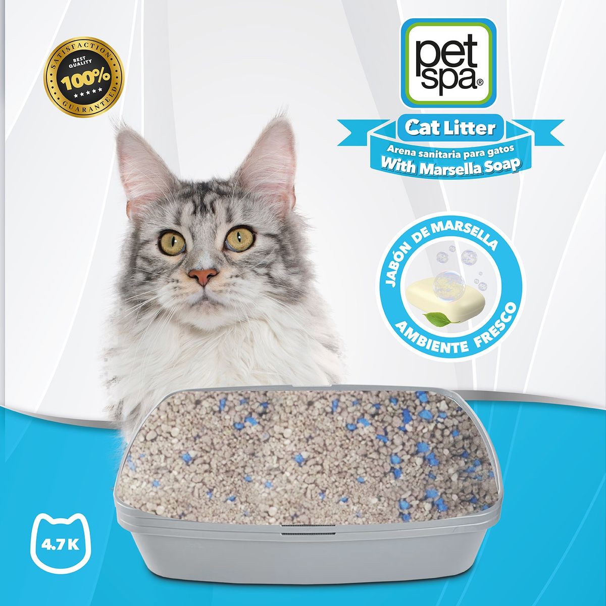 PETSPA - Arena Para Gato Pet Spa Jabon De Marsella X 4,7 Kg