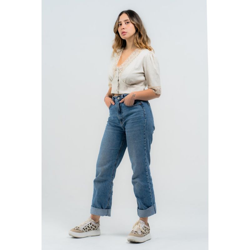 FREYDA - Blusa De Dama Con Encaje En El Cuello Y Sofisticada Freyda