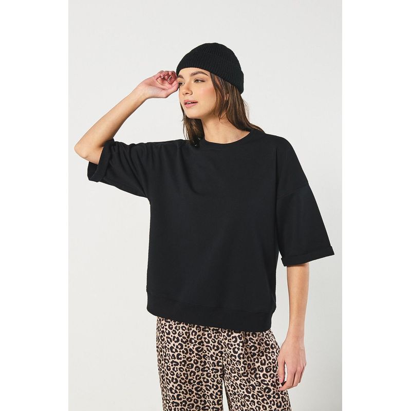 KOAJ - KOAJ Buzo oversize unicolor cuello redondo con doblez en puños MUJER