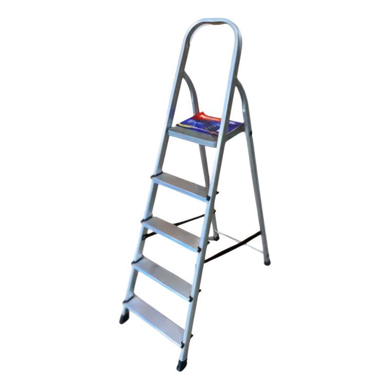 FERTON - Escalera Escalerilla Plegable 5 Pasos Metálica Ferton