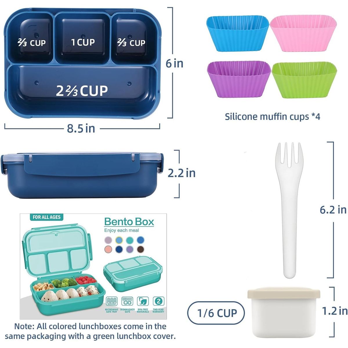 ONE PIXEL - Lonchera Porta Comidas Multiples Compartimientos Azul