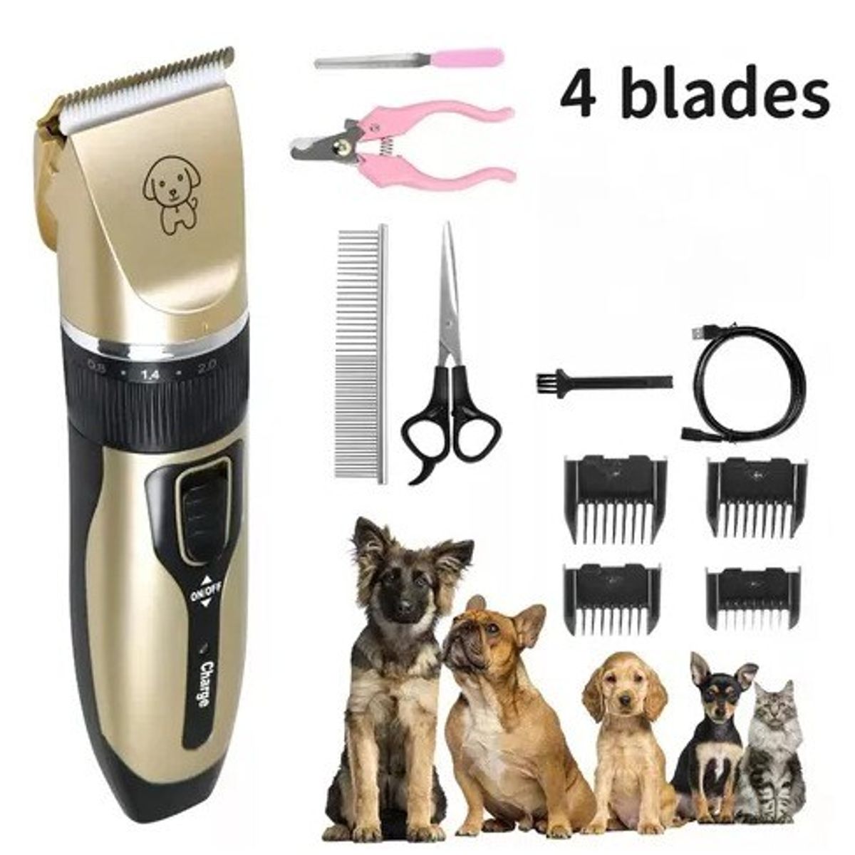 GENERICO - Cortadora silenciosa cortadora de pelo largo y grueso para perros