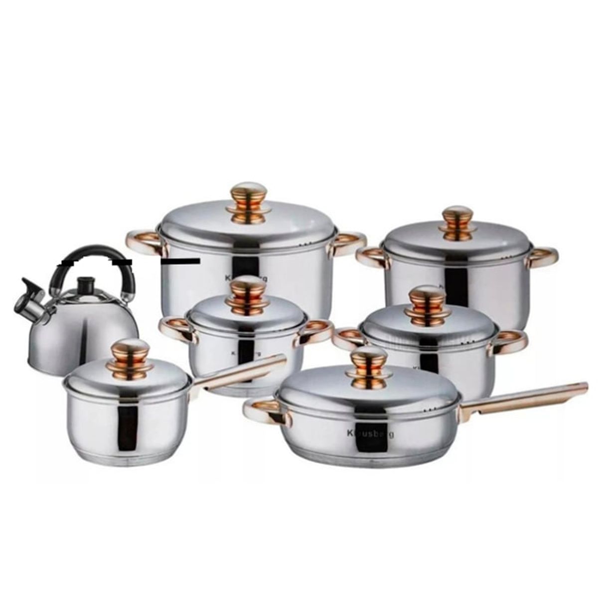 SWISSHOME DR HOFFMAN - JUEGO DE OLLAS KLAUSBERG 13 PIEZAS ACERO CON TETERA