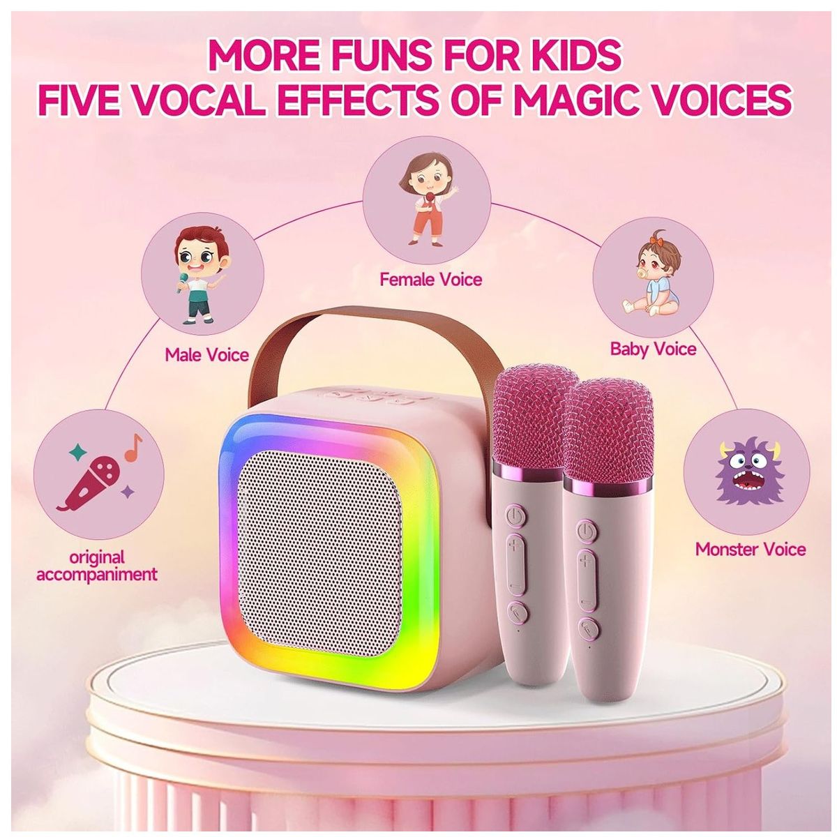 ONE PIXEL - Kit Parlante Y Micrófono Karaoke Bluetooth Doble Microfono