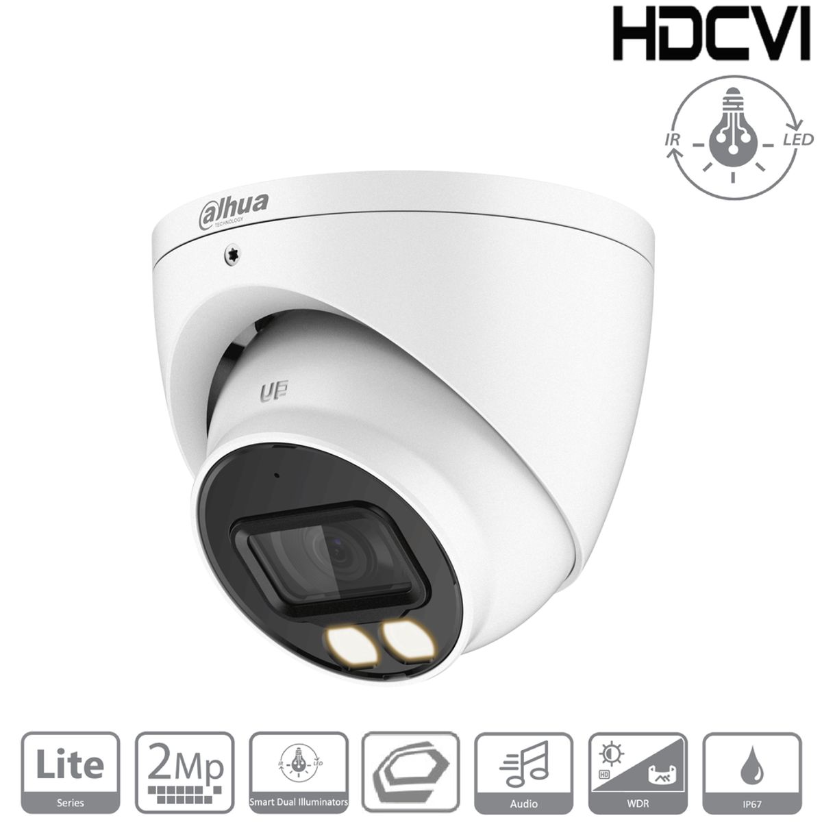 DAHUA - CAMARA IP DOMO SEMIMETAL SMART DUAL LIGHT 127 2MP 28MM