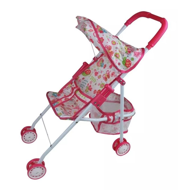 JUGANDO Y EDUCANDO - Juguete Cochecito Para Muñecas Diseño Floral Para Niñas
