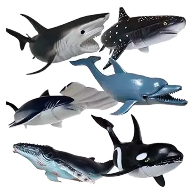 GENERICO - Set X6 Muñecos Animales Océano Marinos 15cm Grandes Juguete