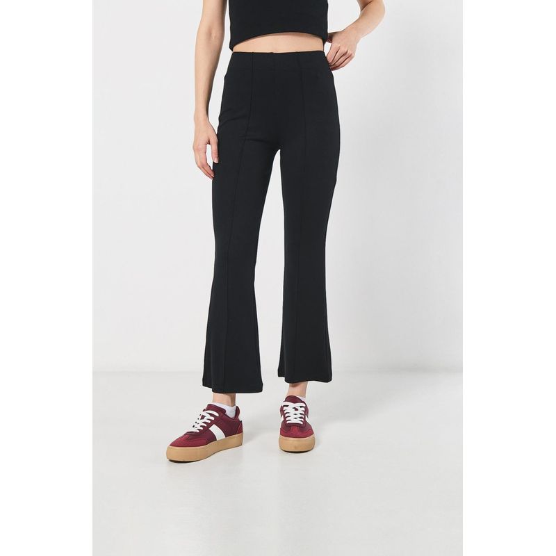 KOAJ - KOAJ Pantalón flare negro con tiro alto y bota ancha MUJER