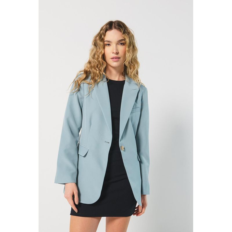 KOAJ - KOAJ Blazer para mujer en tono verde claro cuenta con hombrera MUJER