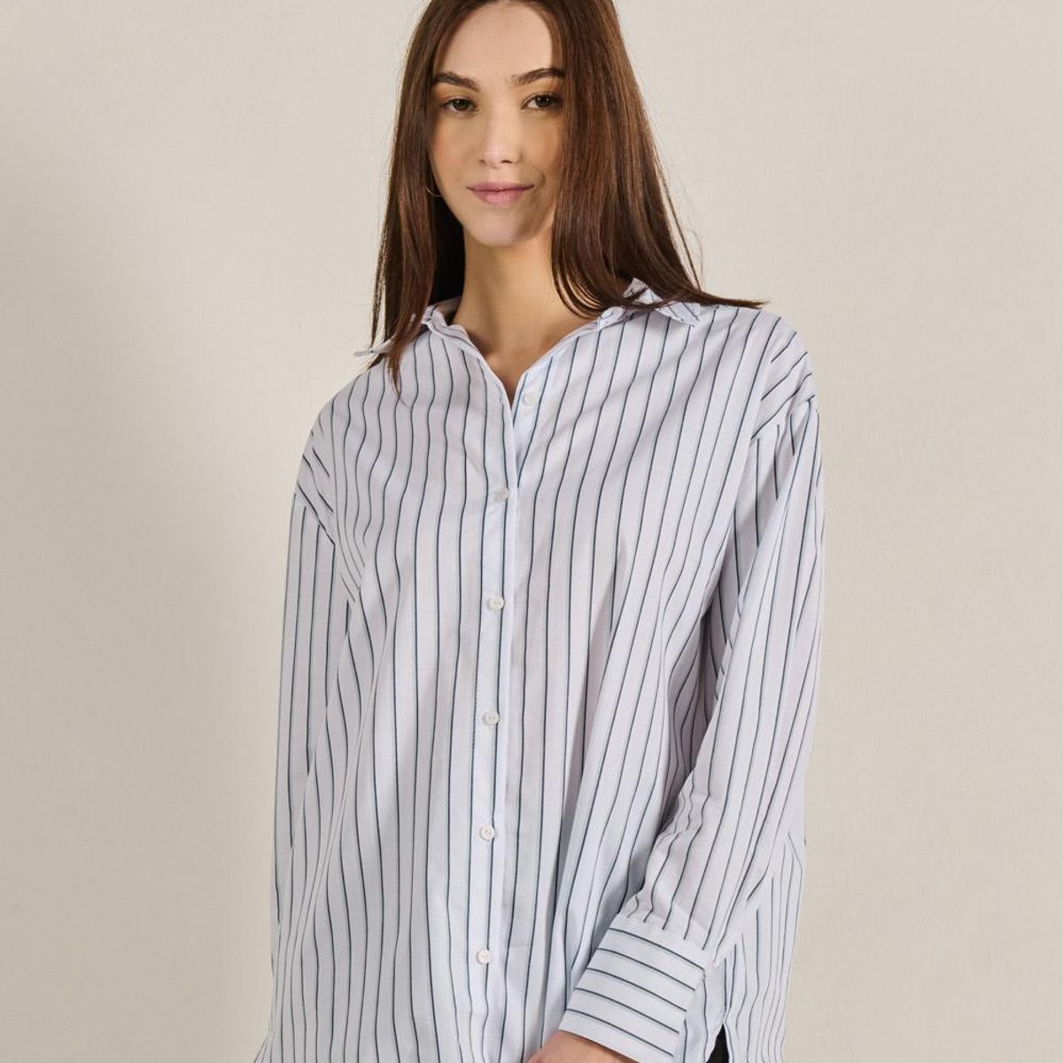 KOAJ - KOAJ Blusa oversize a rayas unicolor con manga larga Mujer