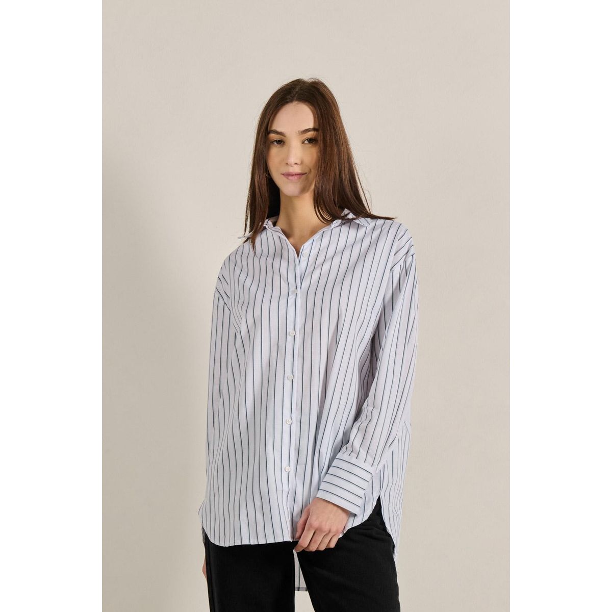 KOAJ - KOAJ Blusa oversize a rayas unicolor con manga larga Mujer
