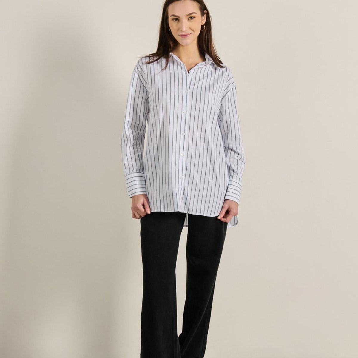 KOAJ - KOAJ Blusa oversize a rayas unicolor con manga larga Mujer