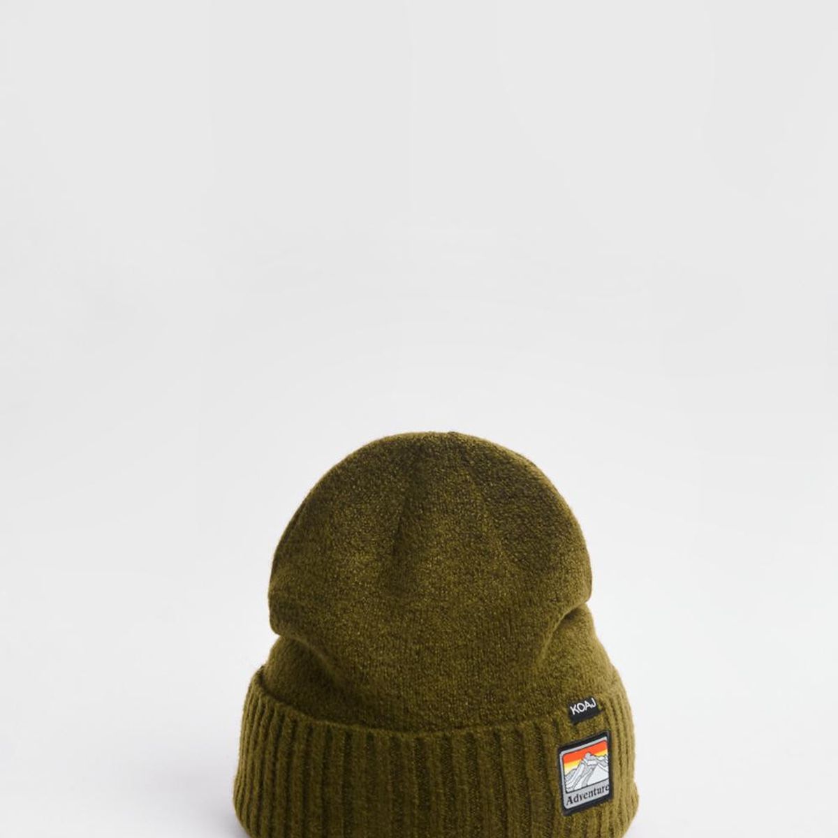 KOAJ - KOAJ Gorro verde oscuro tejido con parche decorativo en fre Hombre