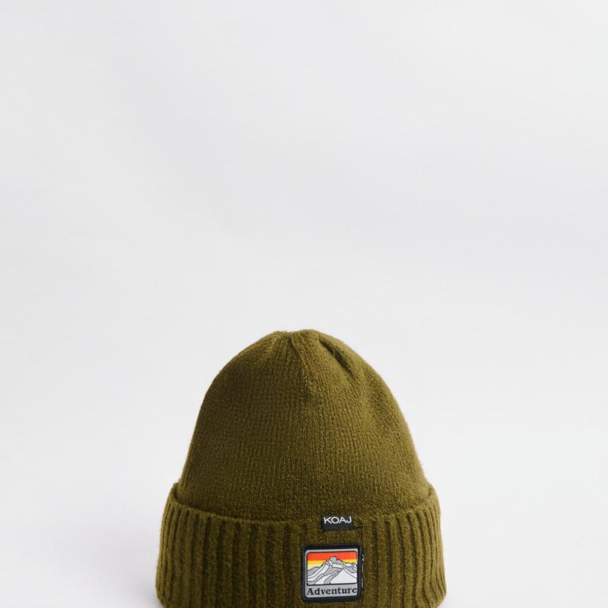 KOAJ - KOAJ Gorro verde oscuro tejido con parche decorativo en fre Hombre