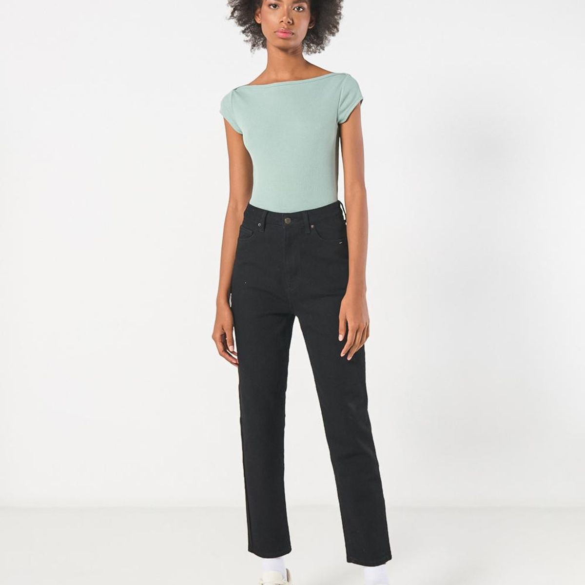 KOAJ - KOAJ Camiseta unicolor con manga corta y cuello bandeja Mujer