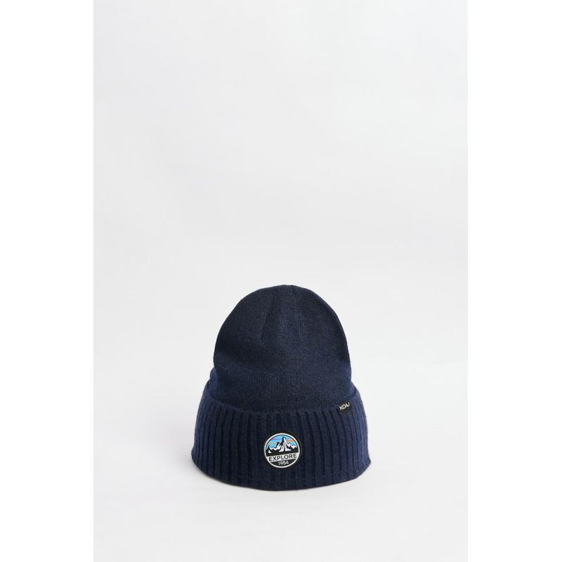 KOAJ - KOAJ Gorro beanie, azul con bordado. HOMBRE