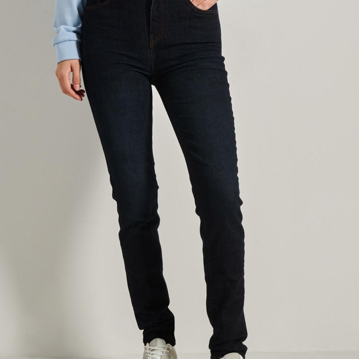 KOAJ - KOAJ Jean azul intenso tipo jegging con tiro alto y costuras Mujer