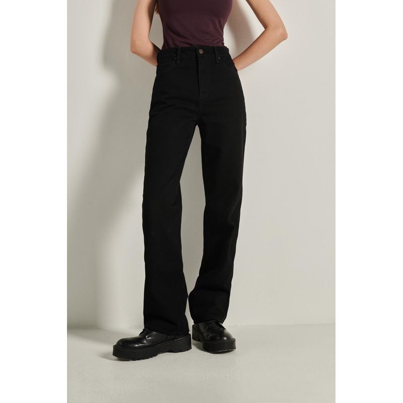 KOAJ - KOAJ Jean 90s tiro alto negro MUJER