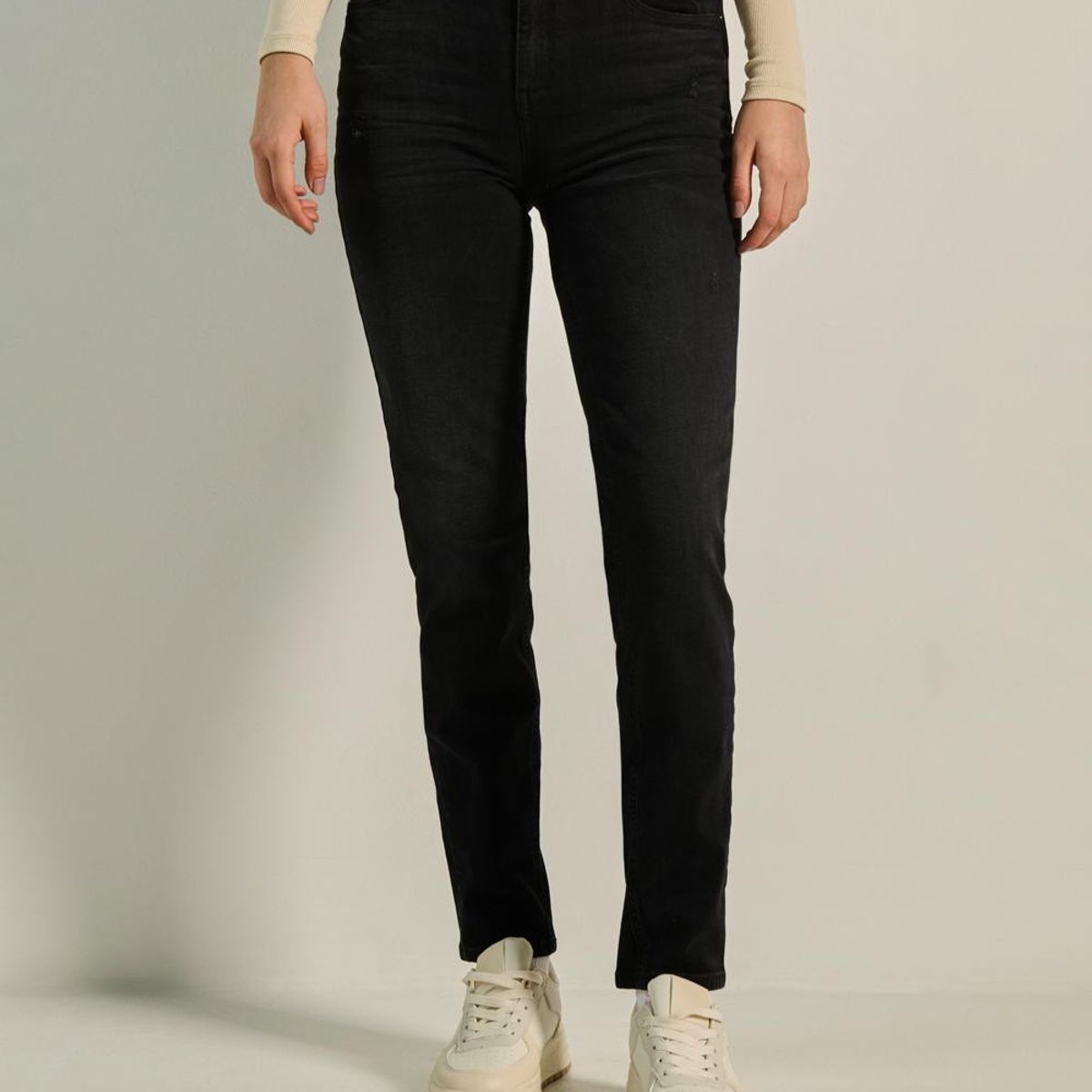 KOAJ - KOAJ Jean jegging gris oscuro con trabillas y tiro alto
