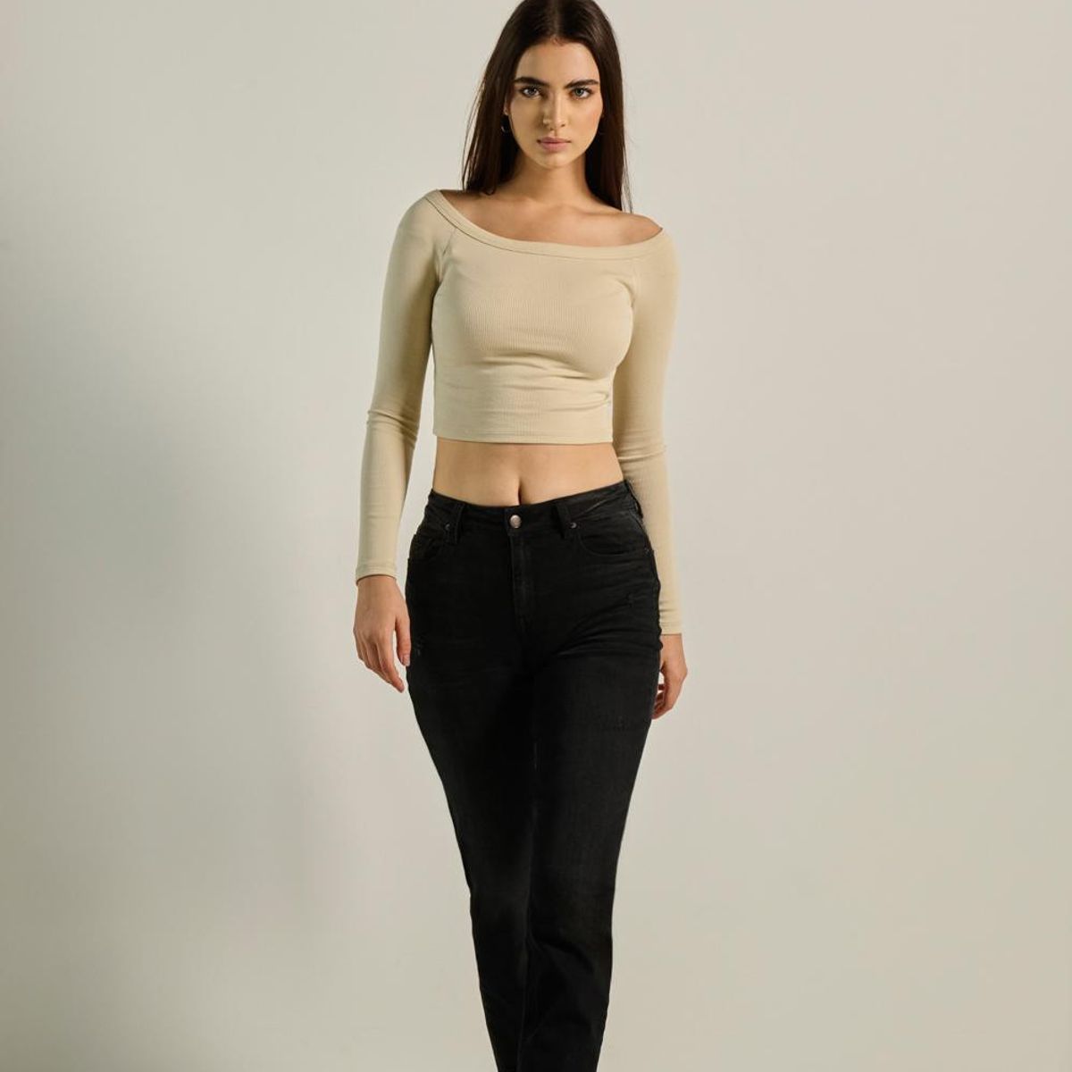 KOAJ - KOAJ Jean jegging gris oscuro con trabillas y tiro alto