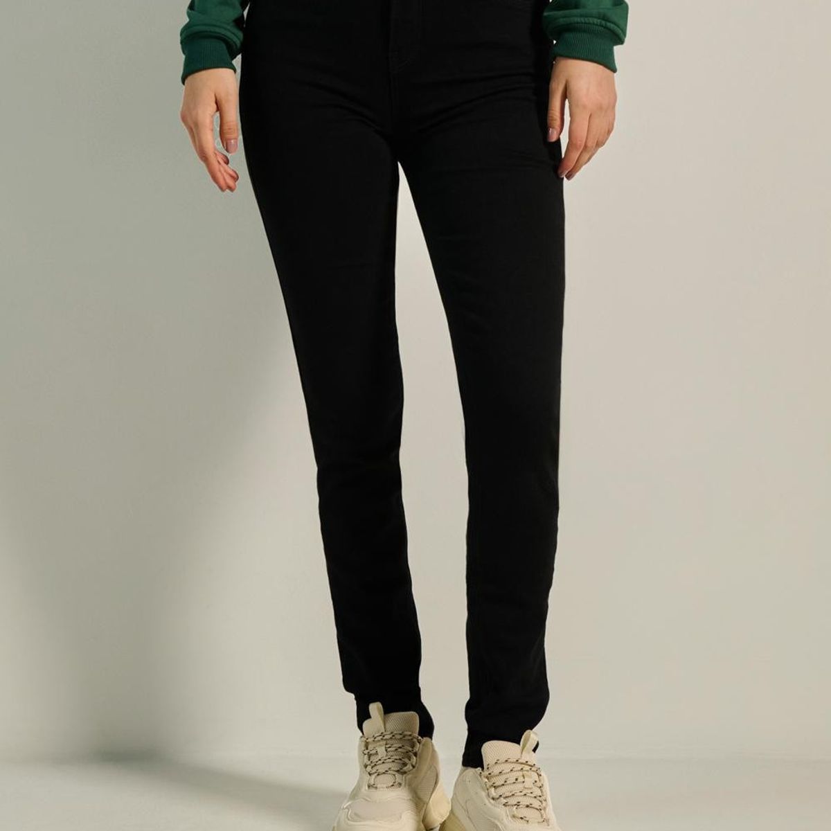 KOAJ - KOAJ Jean negro tipo jegging ajustado con tiro alto y bolsil