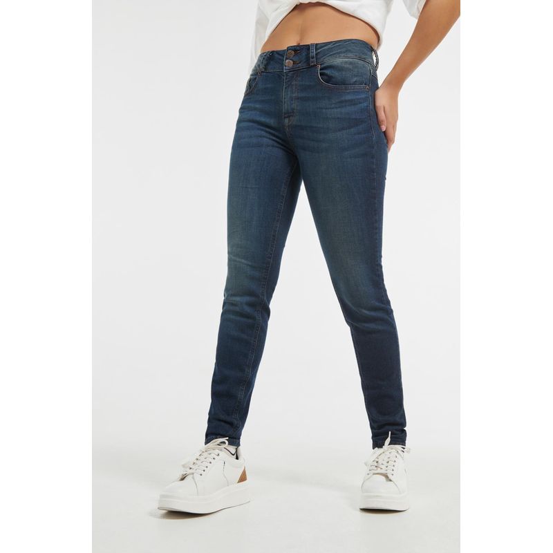 KOAJ - KOAJ Jean azul intenso con efecto push up, tiro alto y pretina MUJER