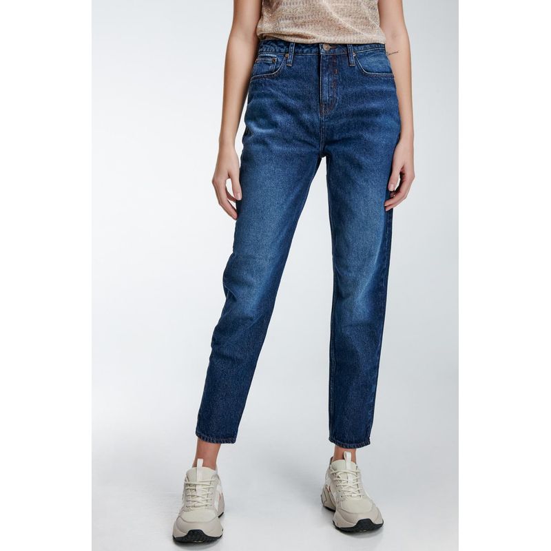 KOAJ - KOAJ Jean azul intenso tipo boyfriend con desgastes de color y MUJER