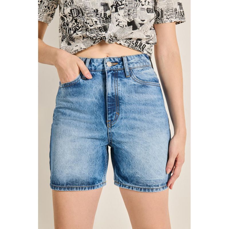 KOAJ - KOAJ Short en jean para mujer en tono azul claro cuenta con 5  MUJER