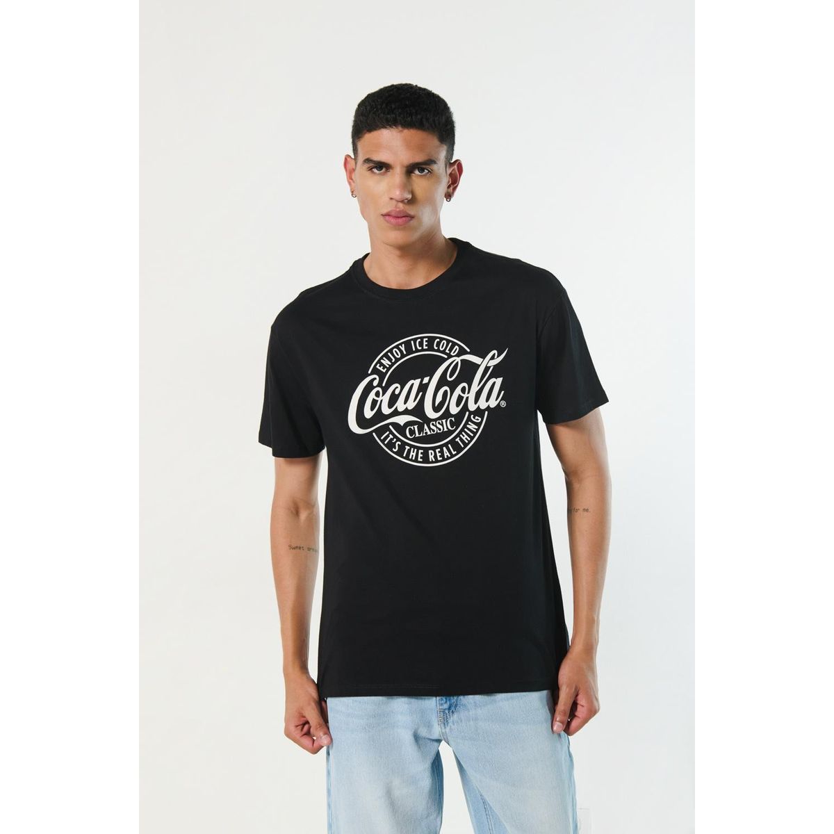 KOAJ - KOAJ Camiseta cuello redondo negra para hombre cuenta con di Hombre