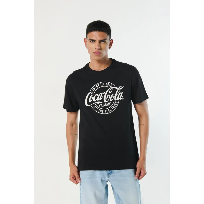 KOAJ - KOAJ Camiseta cuello redondo negra para hombre cuenta con di Hombre