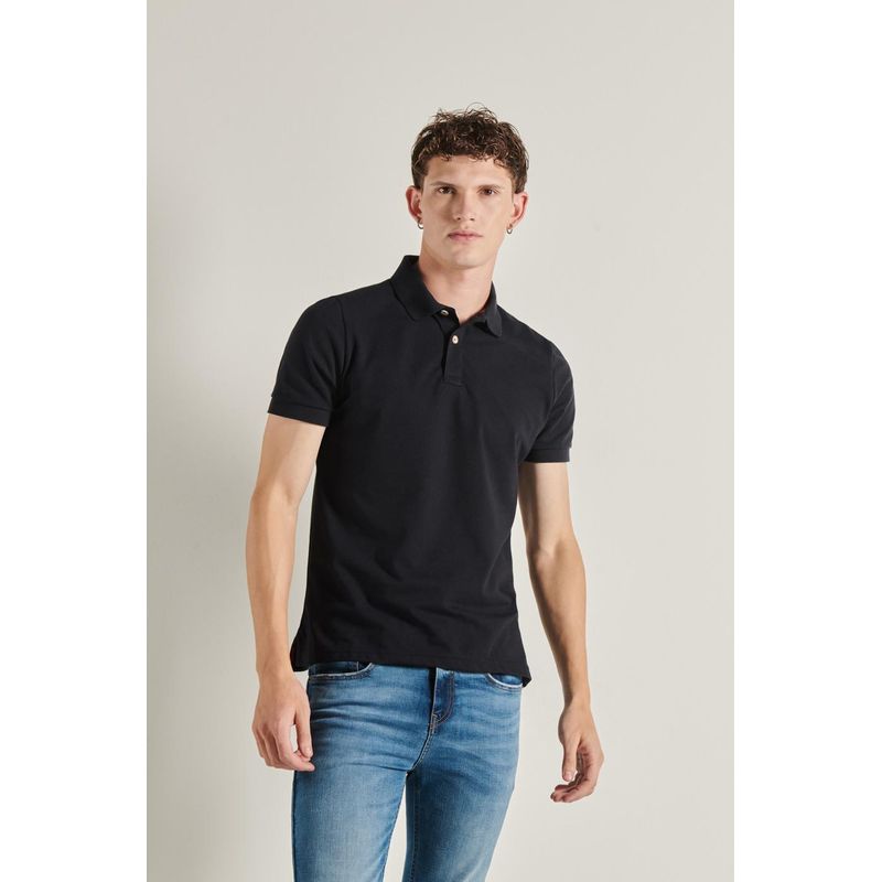 KOAJ - KOAJ Camiseta polo manga corta unicolor con detalles tejidos y HOMBRE