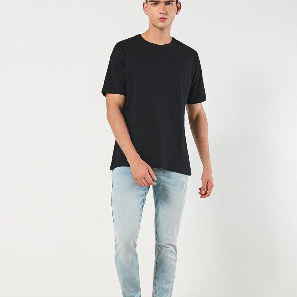 KOAJ - KOAJ Camiseta unicolor hombro rodado con cuello redondo Hombre