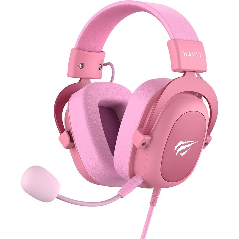 ZER - DIADEMA AUDIFONOS GAMER ROSADO WAIFU SONIDO BASS MICROFONO DESMONTABLE