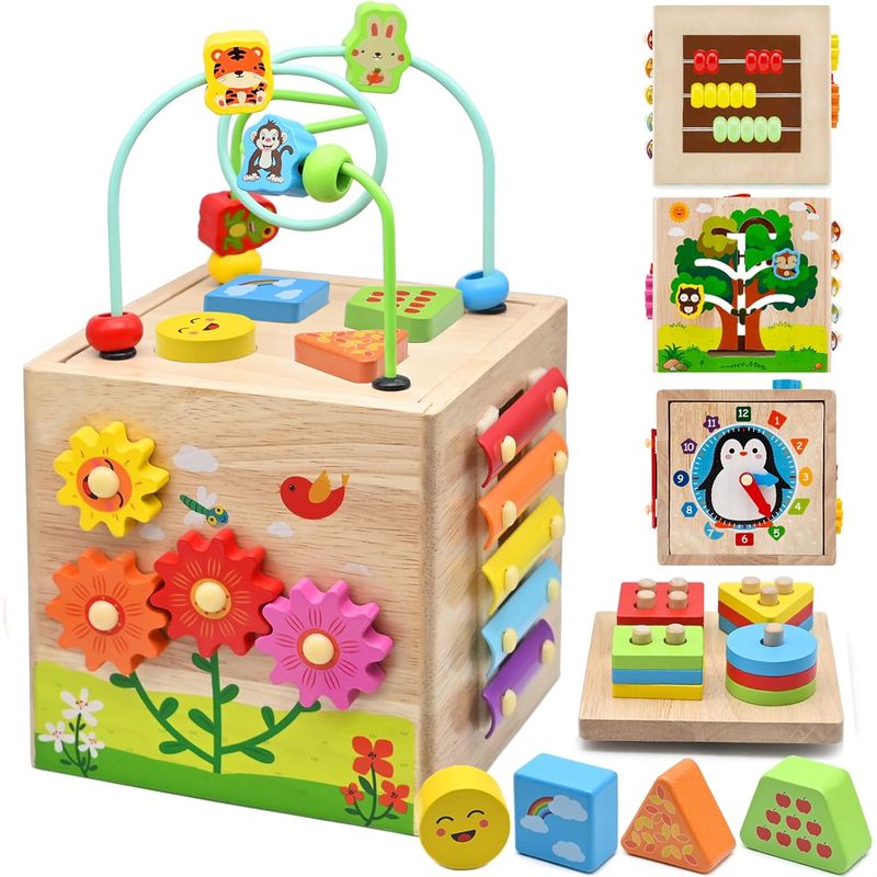 KOBALT - Cubo de actividades madera montessori para bebés 8 en 1