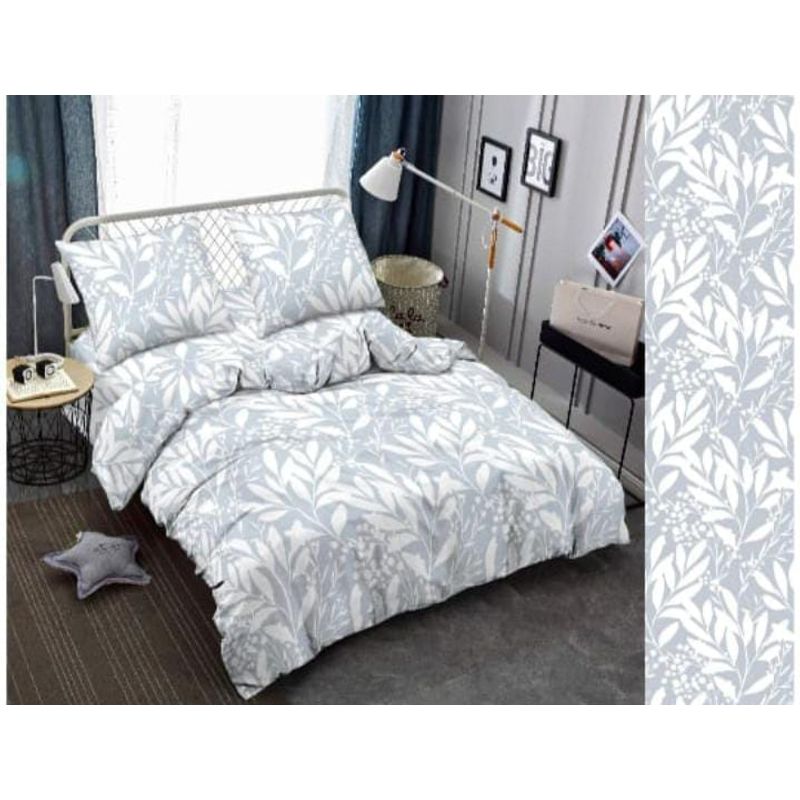 SIRENITAS - Juego de sabanas Cama King Blanco hojas