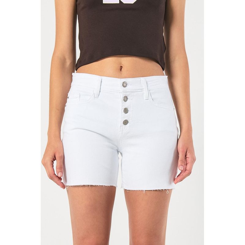 KOAJ - KOAJ Short blanco en jean tiro medio con botones en frente MUJER