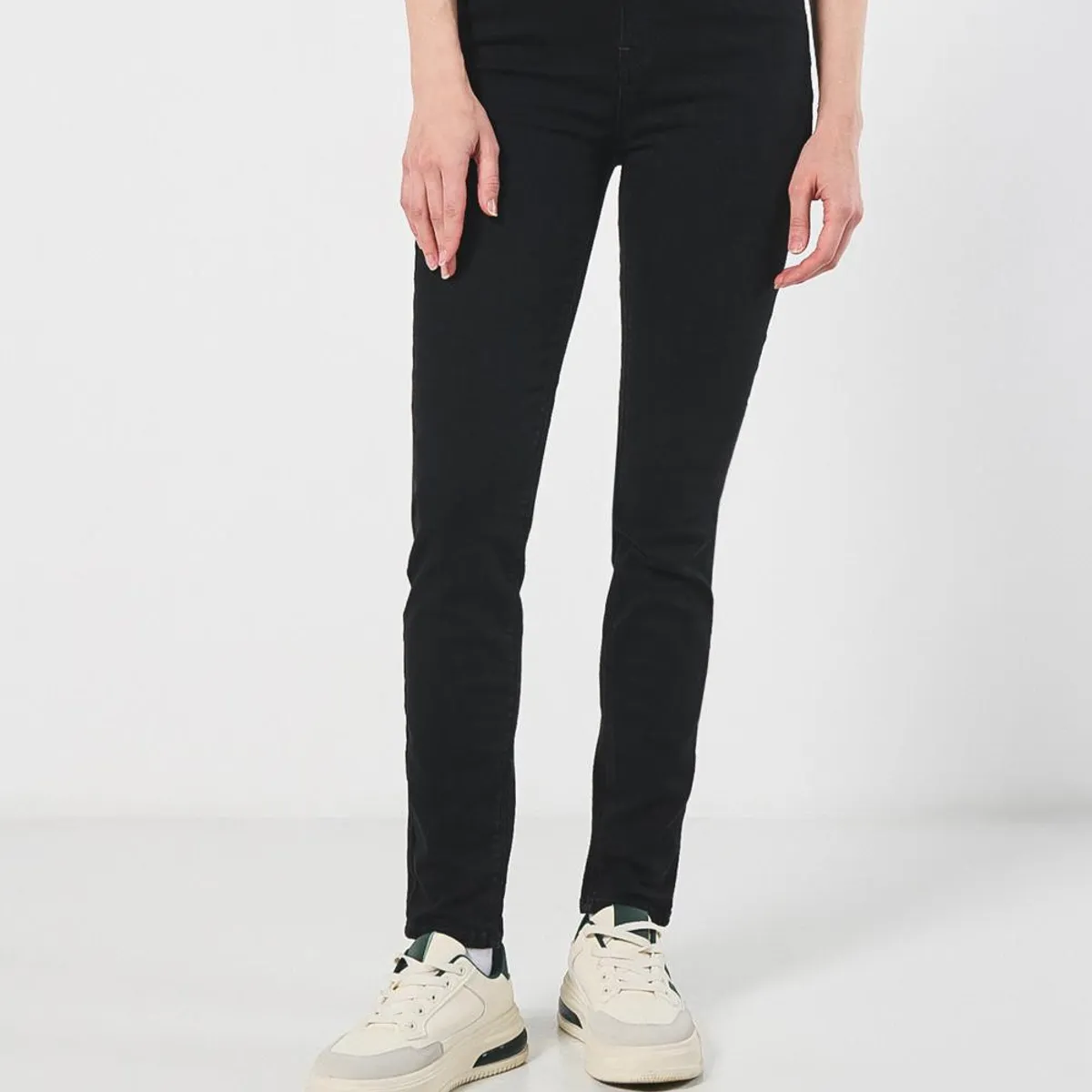 KOAJ - KOAJ Jean jegging negro con cierre de cremallera y tiro alto Mujer