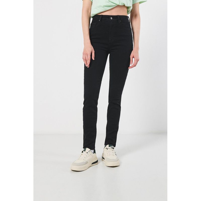 KOAJ - KOAJ Jean jegging negro con cierre de cremallera y tiro alto Mujer