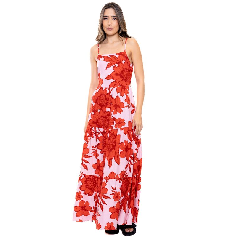 COLOR BLUE - Maxi Vestido Estampado Flores